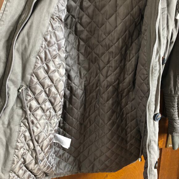 BCBGeneration Jacket Utility Parka Mocha Waist Cinch Faux Fur Hood Medium - Picture 8 of 12